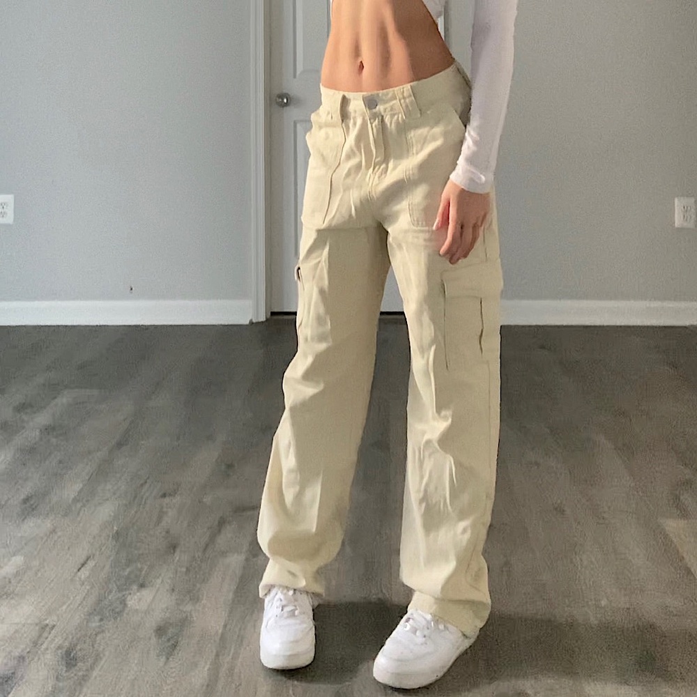 Beige Cargo Jeans